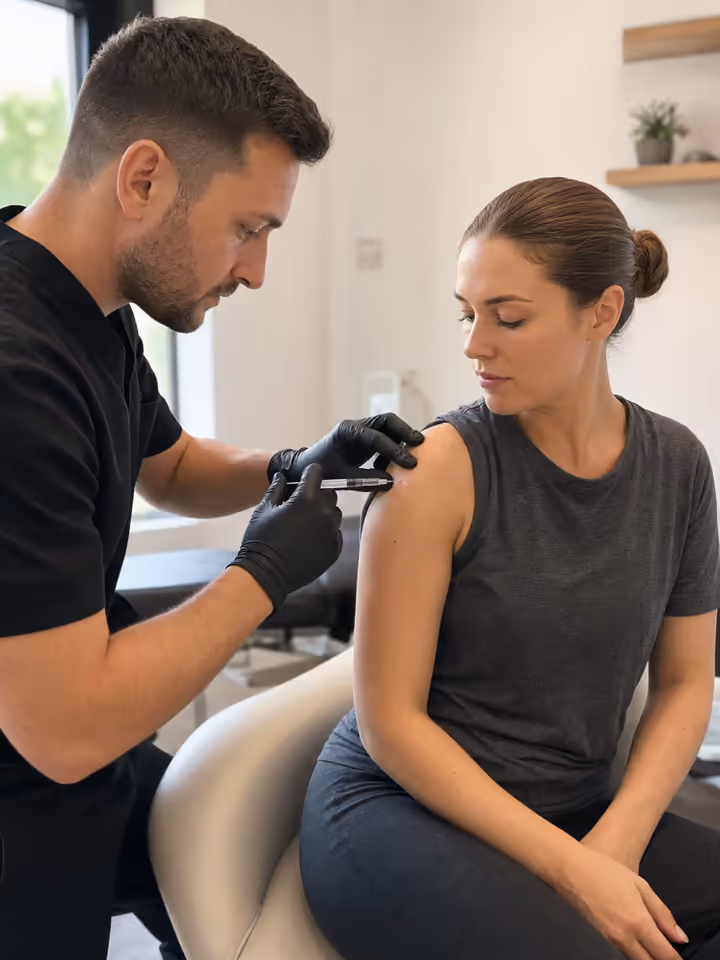 Cortisone joint injection treatment by a senior physiotherapist