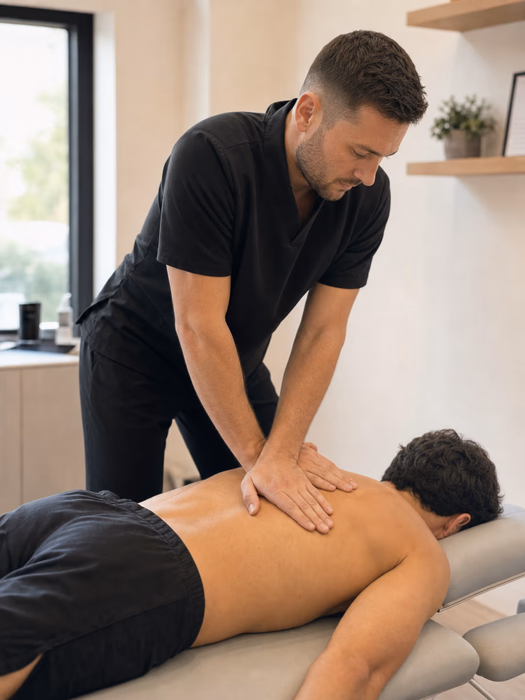 Physiotherapist delivering hands-on treatment at The Physio Lounge