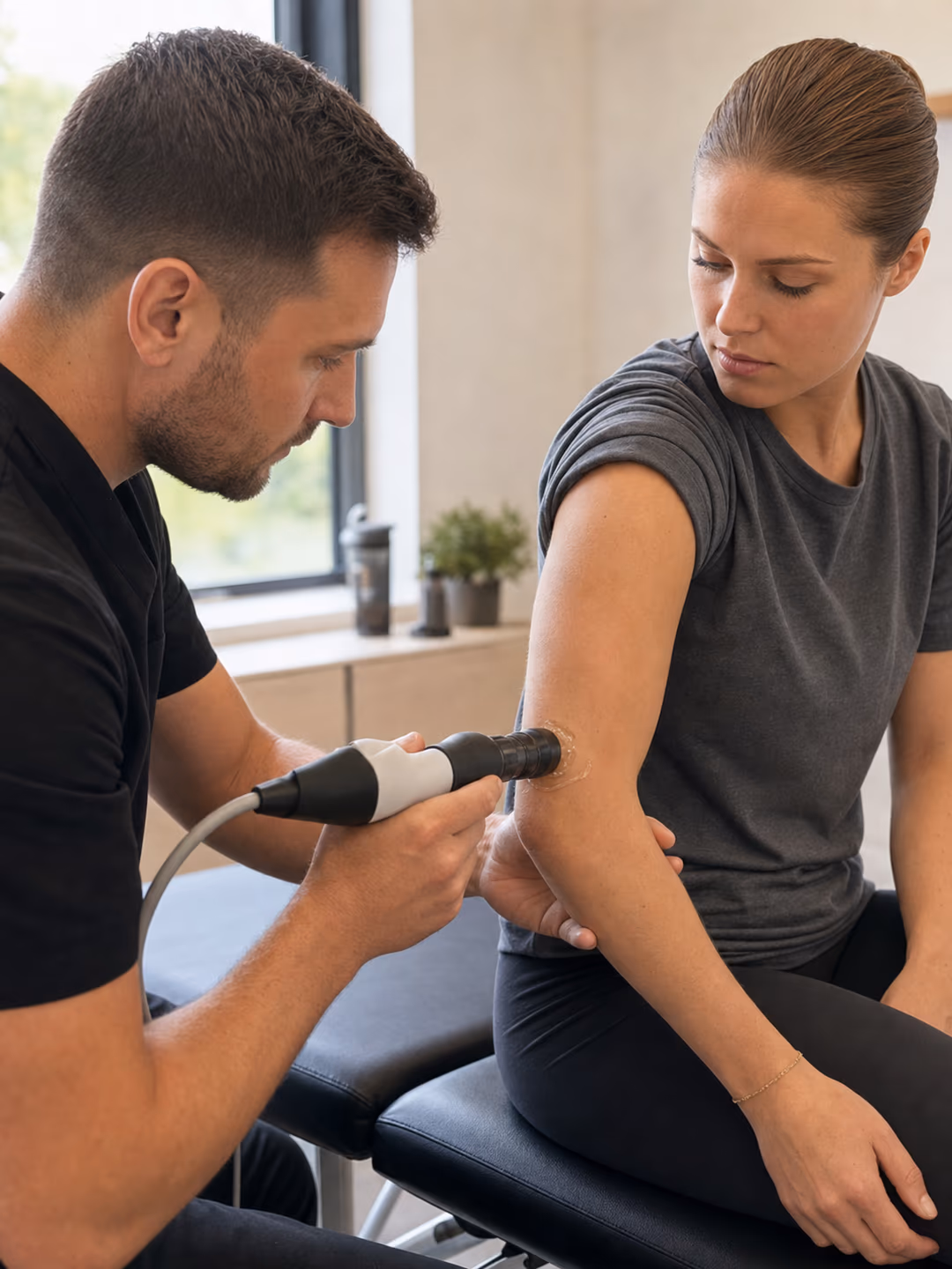 Shockwave therapy treatment device in clinical use