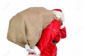 Santa carrying large sack over shoulder